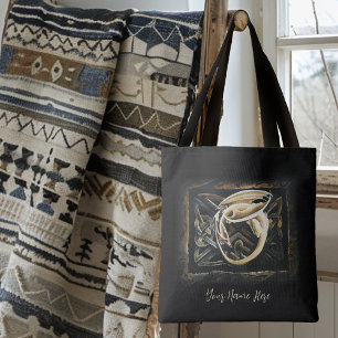 Cream Celtic Art Dragon Fantasy Tote Bag