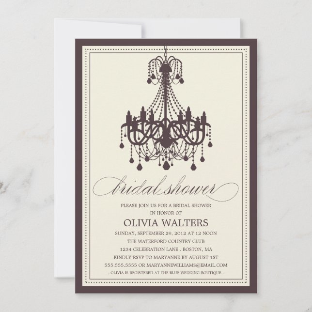 CREAM CHANDELIER | BRIDAL SHOWER INVITATION (Front)