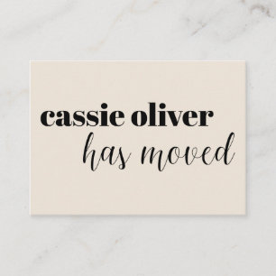 Cream Change of Address Card: Single Person Card