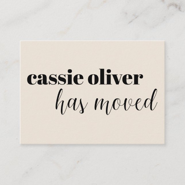 Cream Change of Address Card: Single Person Card (Front)