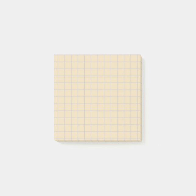 Cream Chequered Pattern Minimal Grid Design Office Post-it Notes (Front)