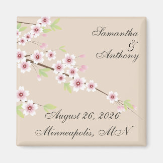 Cream Cherry Blossom Save the Date Magnets