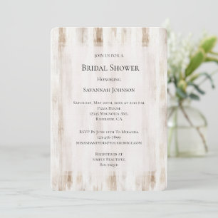 Cream Chic Cream White Brown Stripes Bridal Shower Invitation