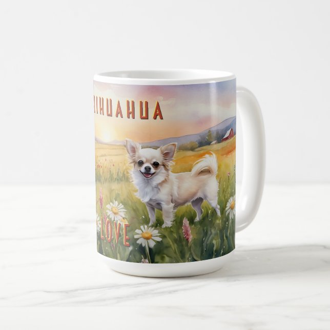 Cream Chihuahua Twins at Sunrise Coffee Mug (Front Right)