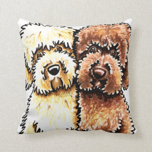 Cream Chocolate Labradoodles Drawing Cushion