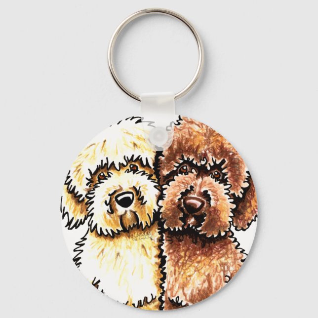 Cream Chocolate Labradoodles Key Ring (Front)