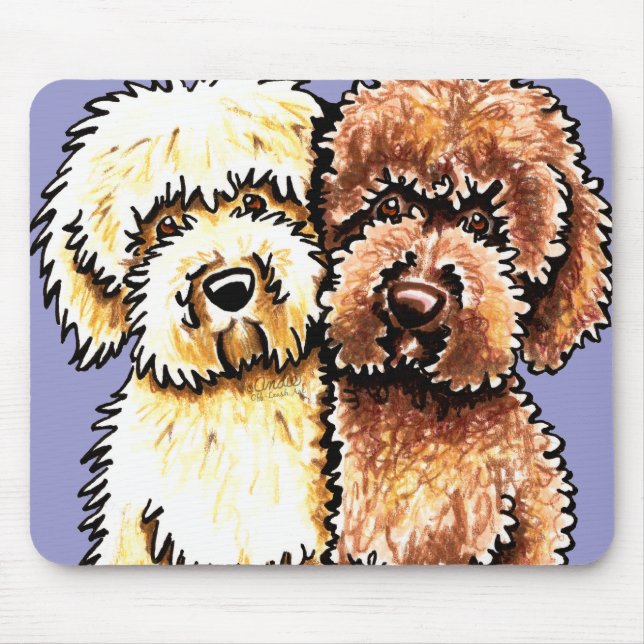 Cream Chocolate Labradoodles Mouse Mat (Front)
