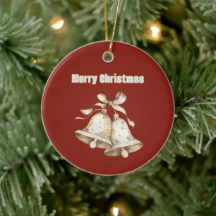 Cream Christmas Bells Ceramic Tree Decoration