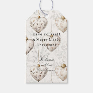 Cream Christmas Heart Ornaments Gift Tags