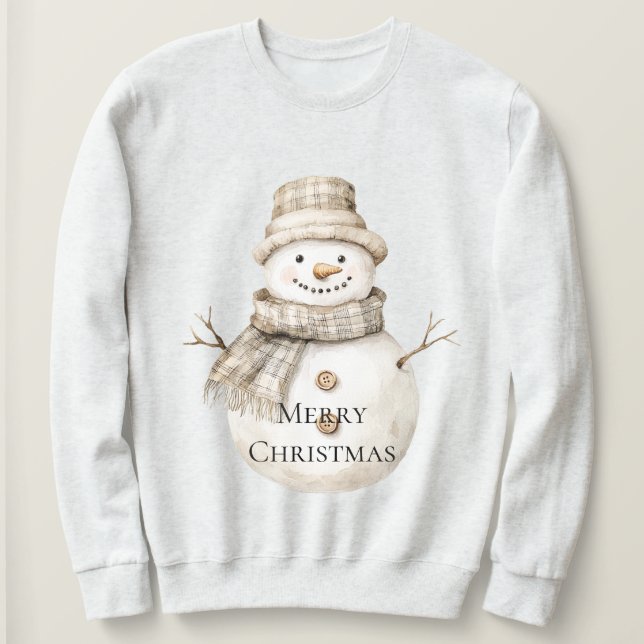 Cream Christmas Reindeer Plaid Bow Sweatshirt (Design Front)