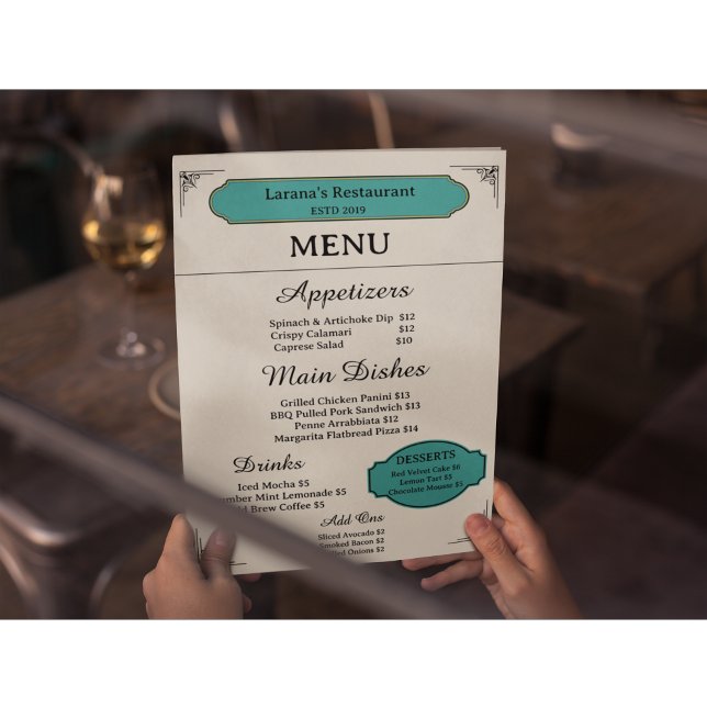 Cream Classic Vintage Restaurant Menu Card (Creator Uploaded)