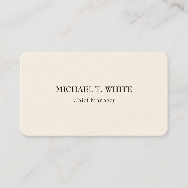 Cream Classical Minimalist Professional Elegant Business Card (Front)