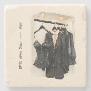 Cream Closet Black Corset Blouses Stone Coaster