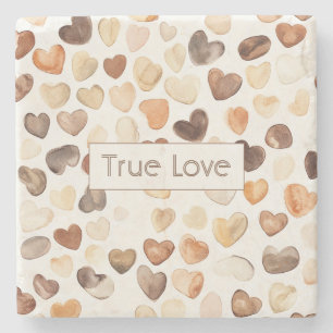 Cream Coffee Bean Hearts True Love Stone Coaster