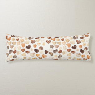 Cream Coffee Heart Beans Floral Body Cushion