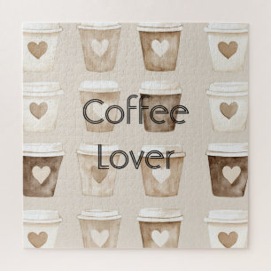 Cream Coffee Heart Cups   Jigsaw Puzzle
