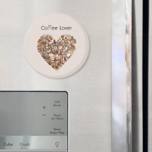 Cream Coffee Heart Cups Magnet (In Situ (Fridge))