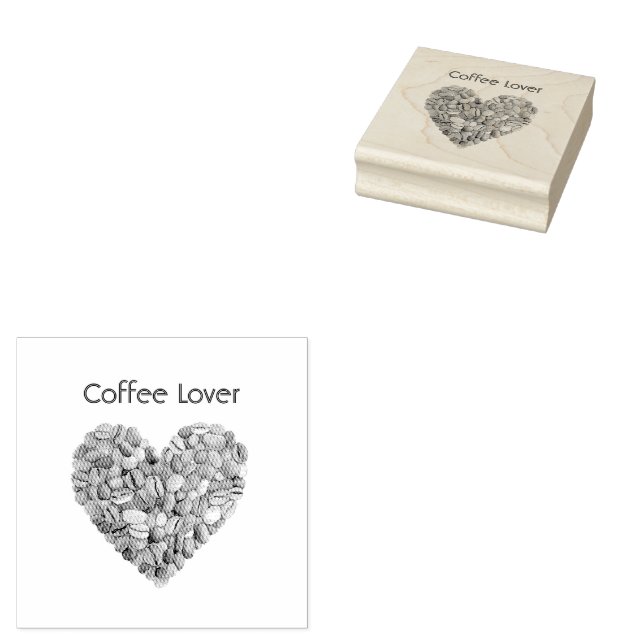 Cream Coffee Heart Cups Rubber Stamp (Stamped)