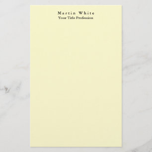 Cream Color Plain Elegant Professional Modern Stationery