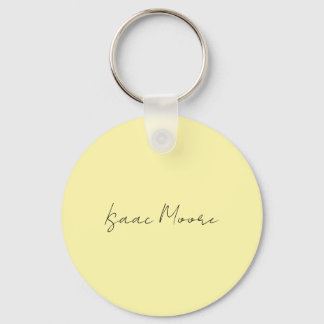 Cream Color Plain Elegant Script Calligraphy Name Key Ring