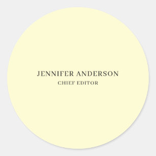 Cream Color Professional Modern Plain Minimalist Classic Round Sticker