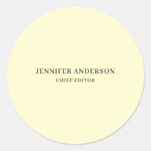 Cream Color Professional Modern Plain Minimalist Classic Round Sticker