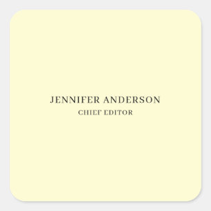 Cream Color Professional Modern Plain Minimalist Square Sticker