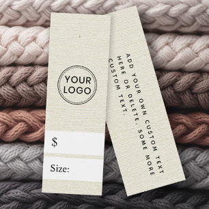 Cream colored faux linen look price hang tag