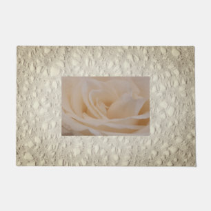 Cream Colored Rose Closeup Doormat