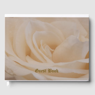 Cream Colored Rose Closeup Guest Book