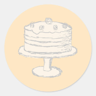 Cream Colour Cake on Beige Background. Classic Round Sticker