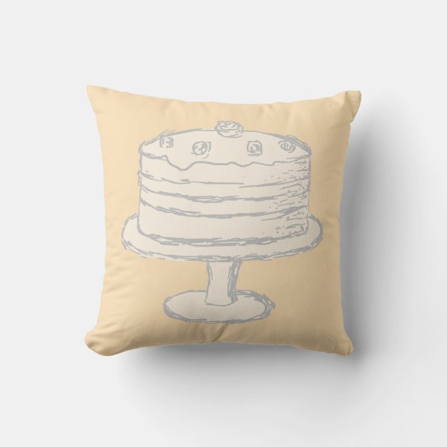 Cream Colour Cake on Beige Background. Cushion (Front)