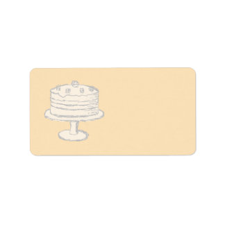 Cream Colour Cake on Beige Background. Label
