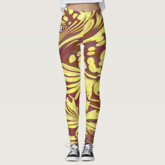 cream colour classic art pattern of floral leggings