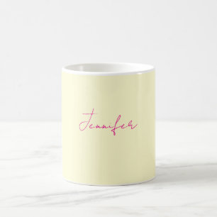 Cream colour elegant modern minimalist plain name coffee mug