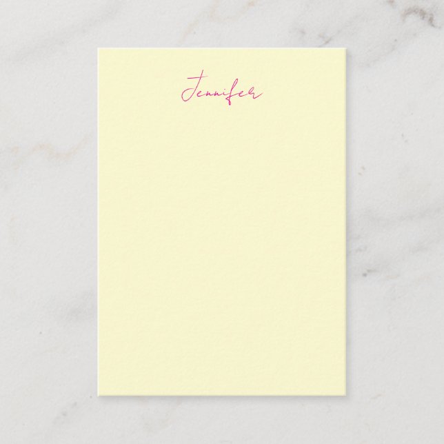 Cream colour elegant modern minimalist plain name enclosure card (Front)