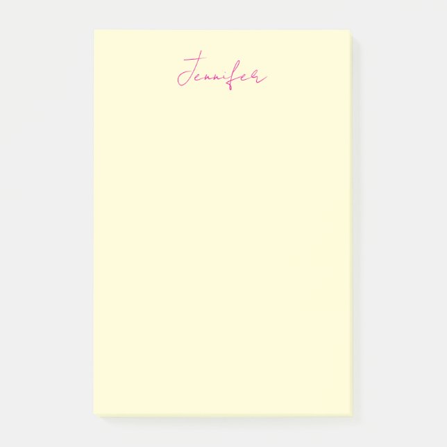 Cream colour elegant modern minimalist plain name post-it notes (Front)