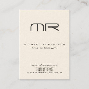 Cream Colour Minimalistic Monogram Business Card