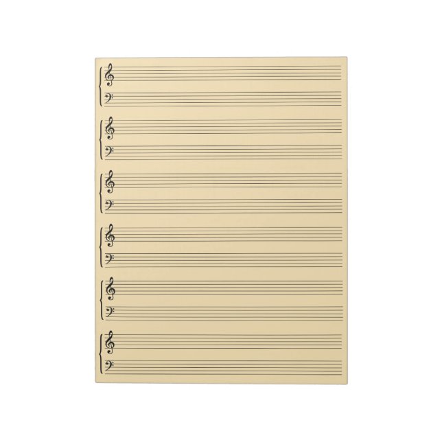 Cream Colour Music Sheet Paper Notepad (Rotated)