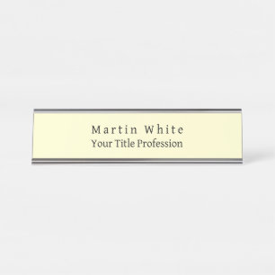 Cream Colour Plain Elegant Professional Modern Desk Name Plate