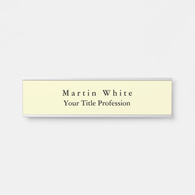 Cream Colour Plain Elegant Professional Modern Door Sign (Front)