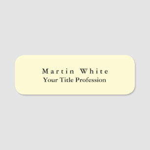 Cream Colour Plain Elegant Professional Modern Name Tag