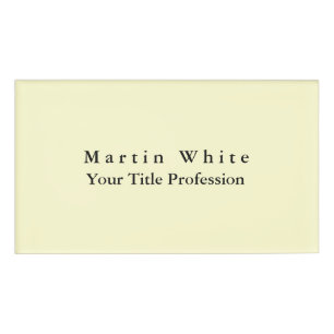 Cream Colour Plain Elegant Professional Modern Name Tag