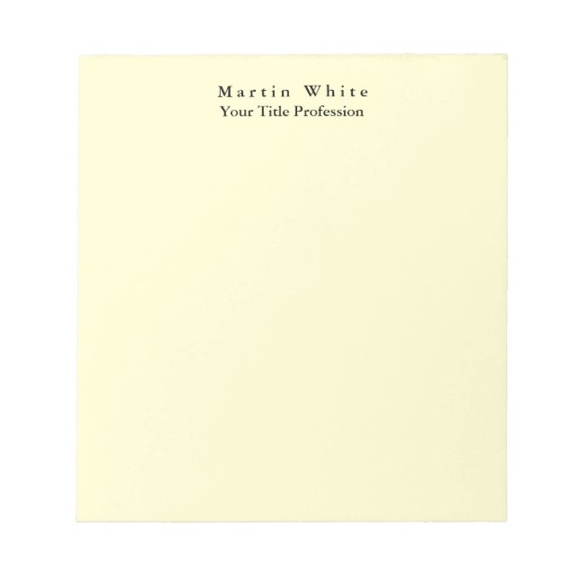 Cream Colour Plain Elegant Professional Modern Notepad (Front)