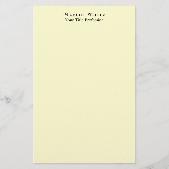 Cream Colour Plain Elegant Professional Modern Stationery (Front)