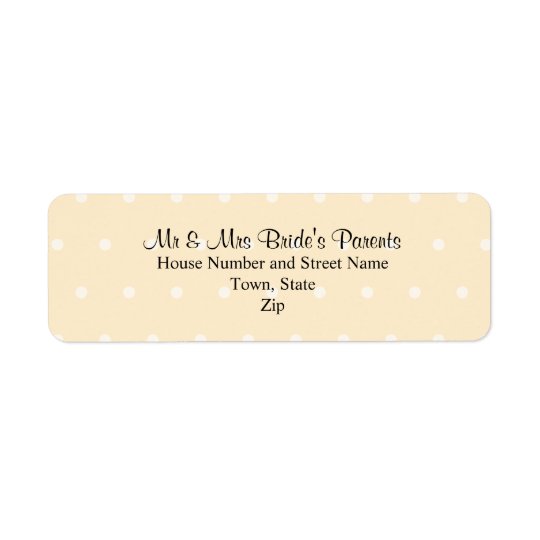 Cream Colour Polka Dot Wedding Return Address Label