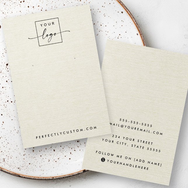 Cream coloured linen look logo earring display car (Cream colored linen look logo earring display card)