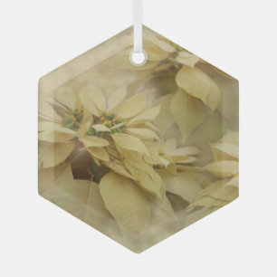 Cream Coloured Poinsettias Digital Art Glass Glass Tree Decoration