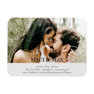 Cream Couple Photo Wedding Save the Date Magnet