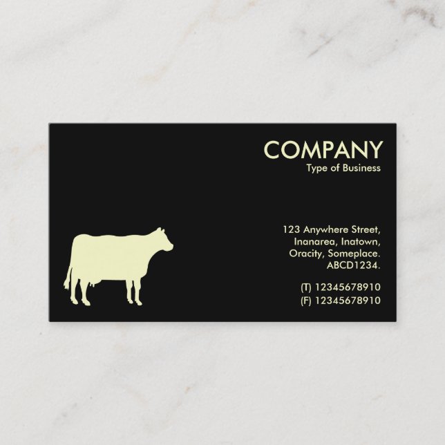 Cream Cow Symbol - Black Business Card (Front)